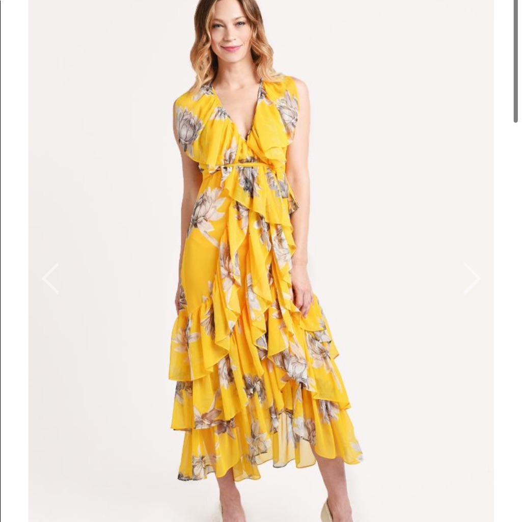 Misa Los Angeles Ilune Yellow Floral Maxi Dress Xs